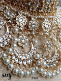 Premium Quality Dabi Kundan Choker set with five Chaandbali hangings and cluster pearls
