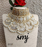 Premium Quality Dabi Kundan Choker set with five Chaandbali hangings and cluster pearls