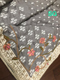 Soft  Silk Tusser Saree  with Alluring Kashmiri work allover saree and Border .