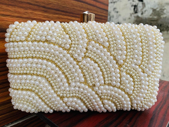 PEARL WAVES DESIGN STYLISH AND BEAUTIFUL  CLUTCH BAG FOR WOMEN