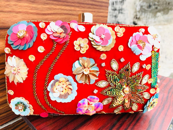 RED  DESIGNER STYLISH AND BEAUTIFUL  CLUTCH BAG FOR WOMEN