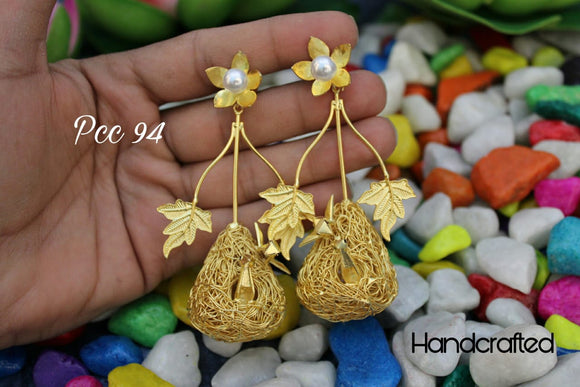 GOLDEN SPARROW IN NEST EARRING FOR WOMEN
