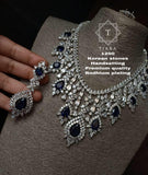PREMIUM QUALITY RHODIUM PLATED BLUE  DIAMOND NECKLACE FOR WOMEN