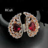ROSE GOLD FINISH PAISLEY STONES EARRINGS FOR WOMEN