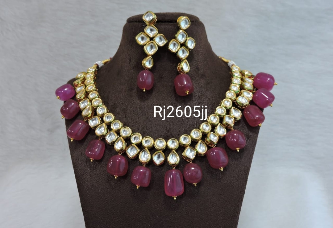 PURPLE ELEGANT KUNDAN NECKLACE SET FOR WOMEN