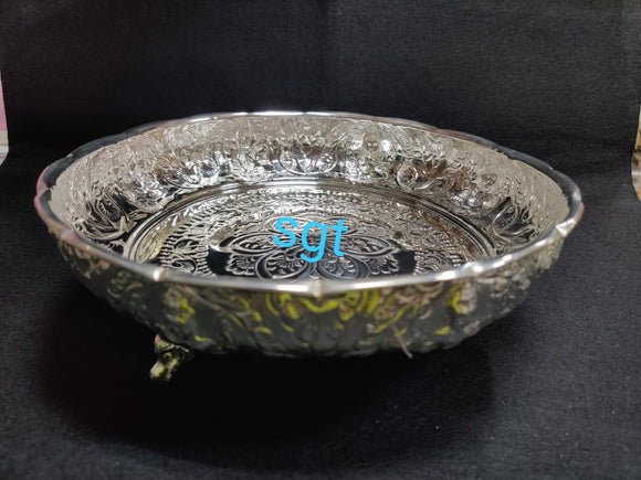 German Silver washable 10 inches Lakshmi plate