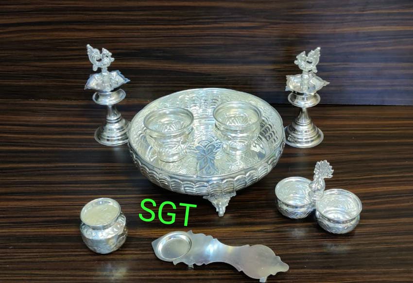 Full set German Silver washable Pooja thali – www.soosi.co.in