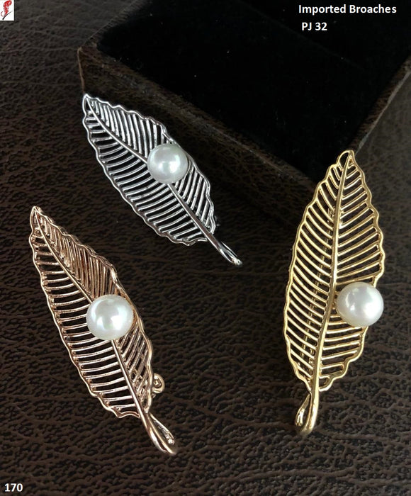 LEAF WITH PEARL BROOCH FOR MEN