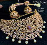 SWASTIKA GHERU  POLISH BEAUTIFUL NECKLACE SET WITH STONES AND RUBIES.