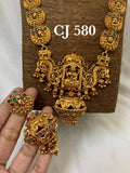 MATTE FINISH TRADITIONAL LAKSHMI TEMPLE NECKLACE SET FOR WOMEN