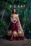 MEROON VELVET LEHENGA CHOLI FOR WOMEN