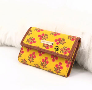 YELLOW & RED  IKAT   3 Fold Wallet FOR WOMEN