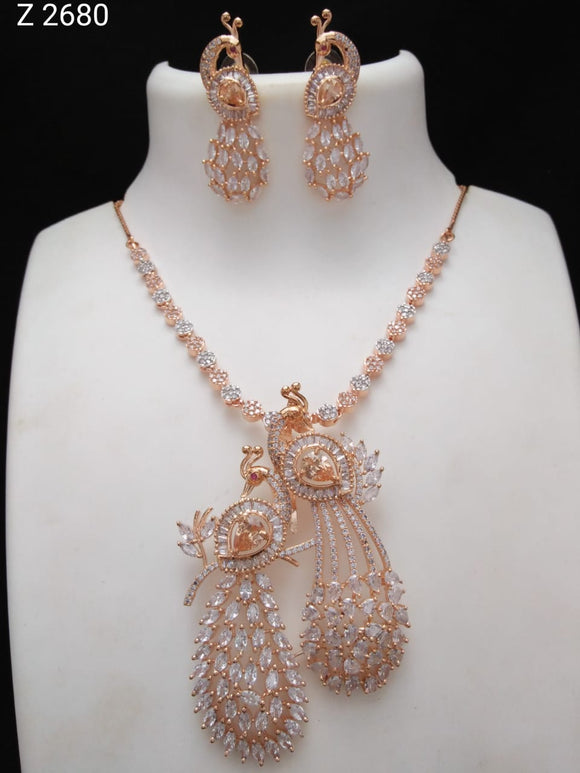 MAYUGI ROSE GOLD FINISH NECKLACE SET FOR WOMEN