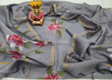 HAND PAINTED CHANDERI SALWAR SUIT MATERIAL FOR WOMEN