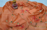 HAND PAINTED CHANDERI SALWAR SUIT MATERIAL FOR WOMEN