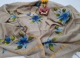 HAND PAINTED CHANDERI SALWAR SUIT MATERIAL FOR WOMEN