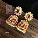 PRAHLAD'S  TRADITIONAL GOLDEN JUMKA WITH RUBIES AND PEARLS FOR WOMEN