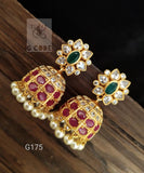 PRAHLAD'S  TRADITIONAL GOLDEN JUMKA WITH RUBIES AND PEARLS FOR WOMEN