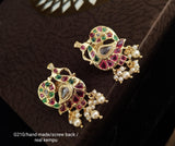 PEACOCK  REAL KEMP STONE EARRINGS FOR WOMEN