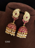 PAISLEY GOLD PLATED RUBY STONES  JUMKA FOR WOMEN