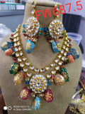 Beautiful Ahmedabadi Kundan Necklace Set with Tanjore painting tumble