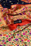 NEW DEEP BLUE KANJIVARAM PAITHANI SOFT SILK SAREE FOR WOMEN