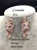 ROSE GOLD FINISH STATEMENT PANTHER EARRINGS FOR WOMEN