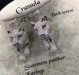 ROSE GOLD FINISH STATEMENT PANTHER EARRINGS FOR WOMEN
