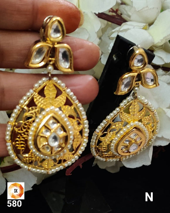 GOLD PLATED KUNDAN  EARRINGS FOR WOMEN