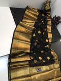 LIGHT WEIGHT BLACK  KANCHI CHANDERI WEAVE SAREE FOR WOMEN
