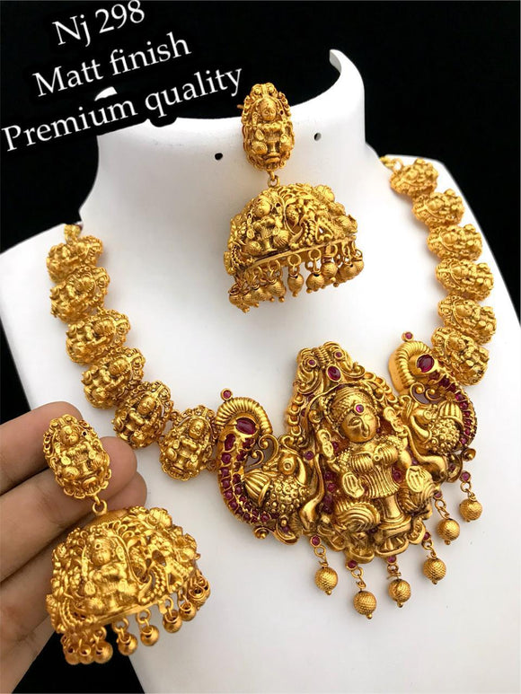 VARALAKSHMI TRADITIONAL TEMPLE JEWELLERY NECKLACE SET FOR WOMEN