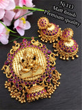 MATTE FINISH GANESHA PENDANT SET WITH MATCHING JUMKAS FOR WOMEN