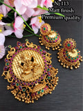 MATTE FINISH GANESHA PENDANT SET WITH MATCHING JUMKAS FOR WOMEN