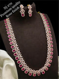 PREMIUM QUALITY GOLD PLATED ROSE GOLD FINISH DOUBLE DIAMOND NECKLACE SET FOR WOMEN