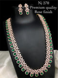 PREMIUM QUALITY GOLD PLATED ROSE GOLD FINISH DOUBLE DIAMOND NECKLACE SET FOR WOMEN