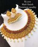 ELEGANT LAKSHMI  NECKLACE SET WITH MATCHING JUMKAS FOR WOMEN