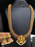 MATTE FINISH  LONG HAARAM / TEMPLE NECKLACE SET FOR WOMEN