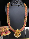 MATTE FINISH  LONG HAARAM / TEMPLE NECKLACE SET FOR WOMEN