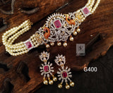 GOLD PLATED CHOKER SET WITH MATCHING EARRINGS FOR WOMEN