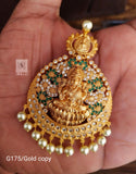 MATT FINISH GOLD PLATED LAKSHMI PENDANT WITH PEARLS FOR WOMEN
