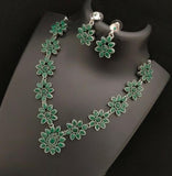 OXIDISED SILVER  FLOWER  NECKLACE SET FOR WOMEN
