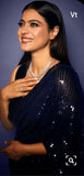 KAJOL INSPIRED BOLLYWOOD  SEQUINS BLUE SAREE FOR WOMEN