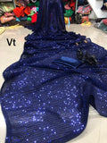 KAJOL INSPIRED BOLLYWOOD  SEQUINS BLUE SAREE FOR WOMEN