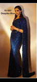 DEEPIKA PADUKONE  INSPIRED BOLLYWOOD  SEQUINS BLUE SAREE FOR WOMEN