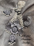 PREMIUM QUALITY OXIDISED SILVER PEARL NECKLACE SET FOR WOMEN