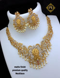 MATTE FINISH GOLD PLATED  GANESHA NECKLACE  SET FOR WOMEN