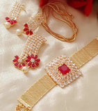 PREMIUM QUALITY POLKI PENDANT WITH EARRINGS & BRACELET FOR WOMEN