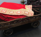 LIGHT WEIGHT PURE CHIFFONE SAREE WITH POLE WORK & HEAVY WORK BLOUSE