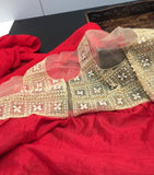 LIGHT WEIGHT PURE CHIFFONE SAREE WITH POLE WORK & HEAVY WORK BLOUSE