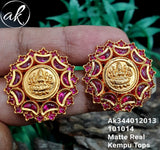 MATTE  GOLD FINISH LAKSHMI  REAL KEMP STONE EARRINGS FOR WOMEN